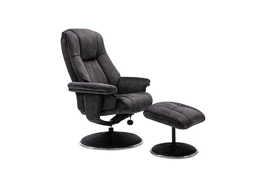 Troyes Fabric High-Back 360 Swivel Chair and Footstool