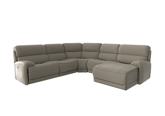 Link Leather Corner Chaise Power Sofa - Grey- World of Leather