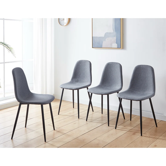 Cullompton Dining Chair (CHA601) With Dark Grey Fabric And Black Legs X 4