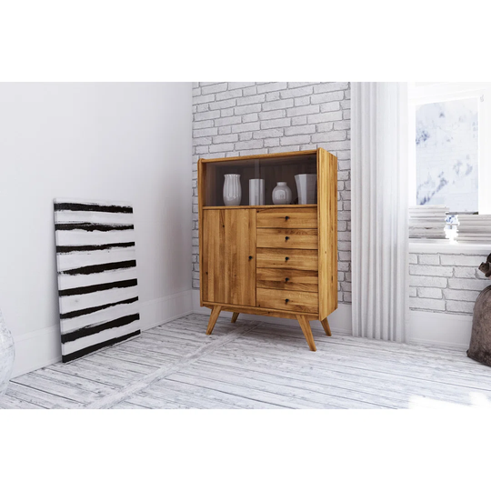 Trocadero 100 Cm Wide 5 Drawer Oak Solid Wood Sideboard