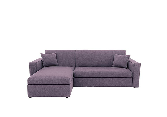 Versatile 2 Seater Fabric Chaise Sofa Bed with Storage with Box Arms - Purple