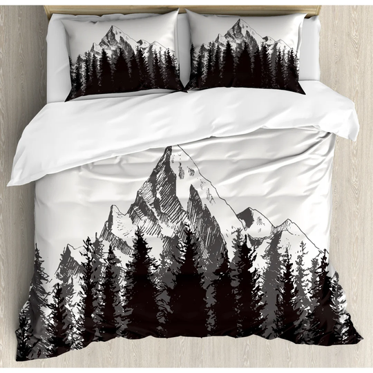 Dalia Black/White Microfibre 350 TC Duvet Cover Set
