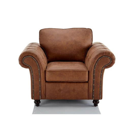Oakland 118Cm Faux Leather Scroll Arms Sofa