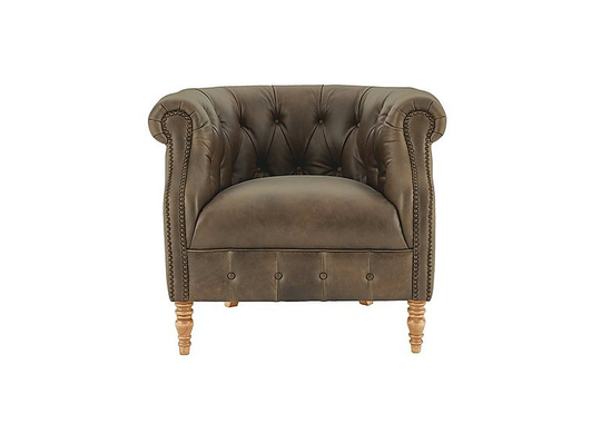 Alexander and James - Camden Collection Dukes Leather Buttoned Armchair - Brown