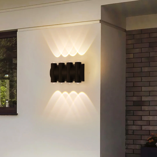 LED Aluminum Waterproof Wall Lamp, Angle-Adjustment Outdoor Wall Light Warm Light 2LEDS, 8W Cool White Light 6000K Exterior Light Fixtures,Black