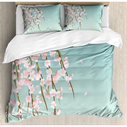 Waco Mint/Pale Pink/Taupe Microfiber 350 TC Modern & Contemporary Duvet Cover Set