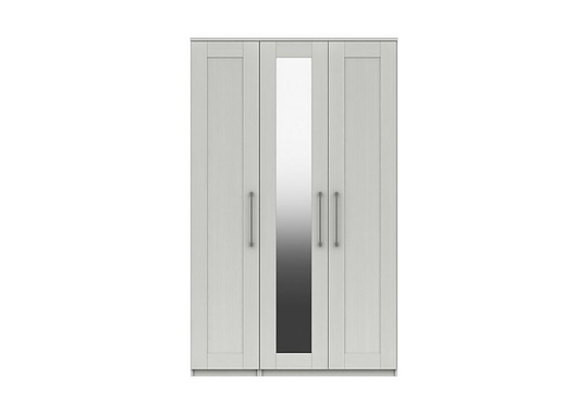 London Bedrooms - Fenchurch 3 Door Tall Wardrobe with Mirror - White