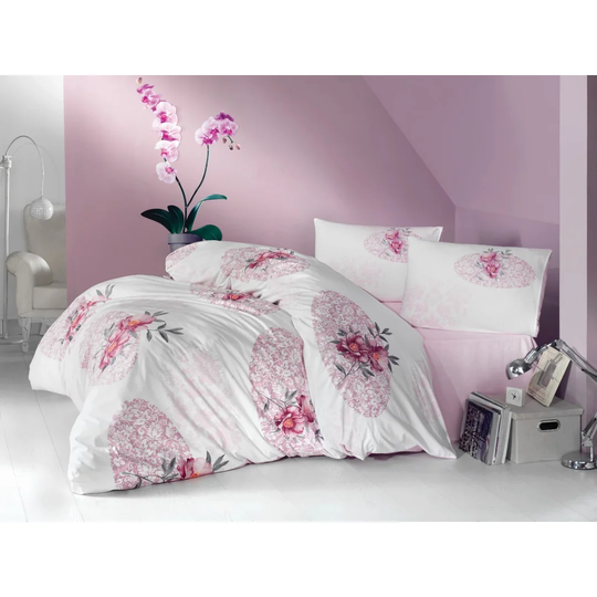 Hopkinton White/Pink 100% Cotton Reinforce 145 TC Duvet Cover Set