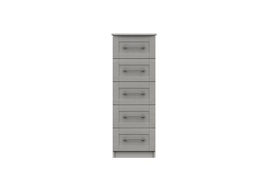 London Bedrooms - Fenchurch 5 Drawer Narrow Chest - Grey
