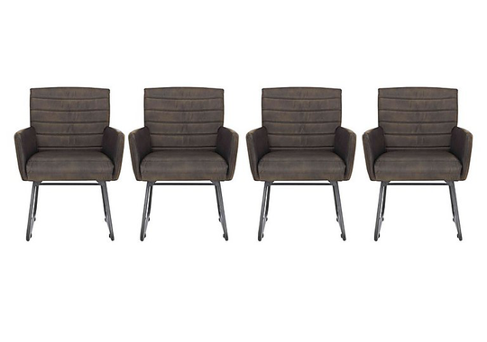 Sam Set of 4 Leather Dining Chairs - Grey