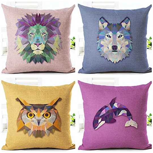 Linen Cushion Animal Head Covers Set Of 4 Pillow Covers Car Couch Living Room Bed Decor Pillow Covers 45 X 45 Cm