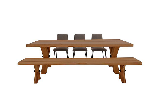 Bodahl - Odin Dining Table with 3 Timm Faux Leather Dining Chairs and a Dining Bench Dining Set - 200-cm