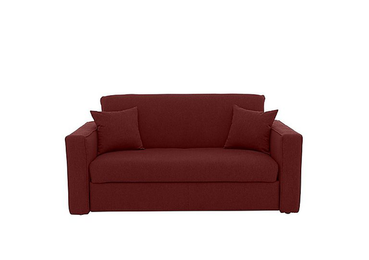 Versatile Small 2 Seater Fabric Sofa Bed with Box Arms - Red