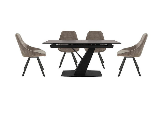 Enterprise Extending Dining Table and 4 Quilted Swivel Dining Chairs Dining Set