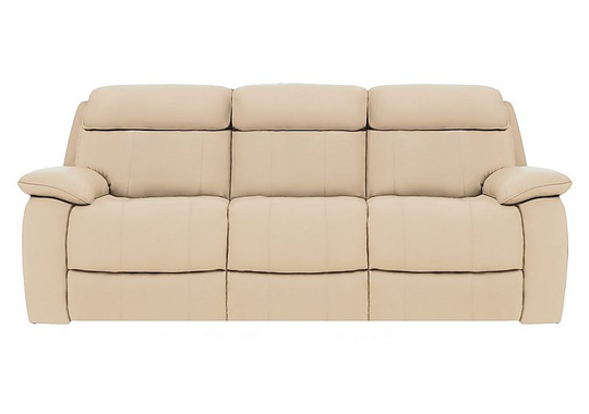 Moreno 3 Seater Leather Power Recliner Sofa with Power Headrests - Beige- World of Leather