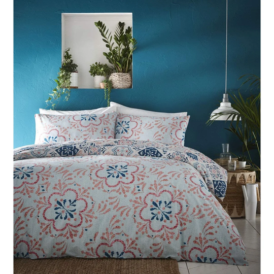Pink/Blue 56 TC Reversible Duvet Cover Set