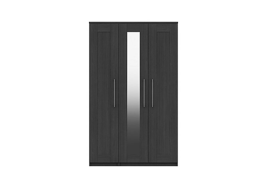 London Bedrooms - Fenchurch 3 Door Wardrobe with Mirror - Black