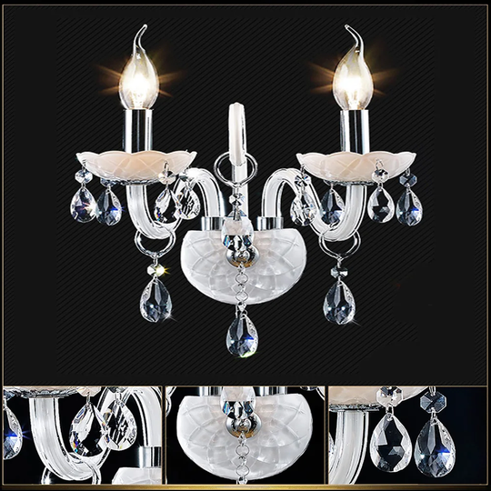 Bolling 2 - Light Dimmable White/Clear Candle Wall Light
