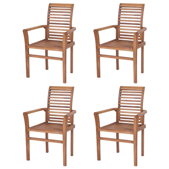 Stacking Dining Chairs 4 Pcs Solid Teak