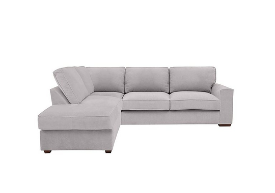 Cory Fabric Corner Chaise Classic Back Sofa Bed - Silver