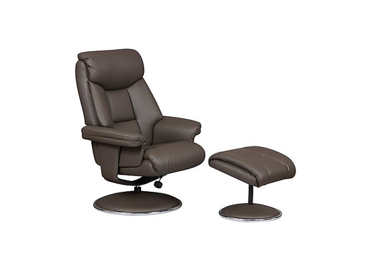 Bruges Faux Leather Swivel Recliner Chair and Footstool