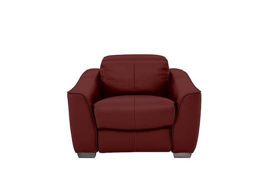 Xavier Leather Power Recliner Armchair with Power Headrest - Red- World of Leather
