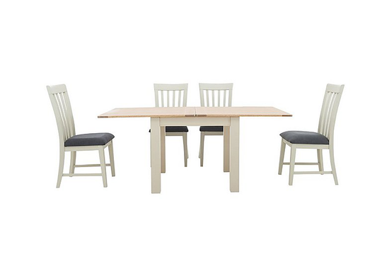 Furnitureland - Angeles Flip Top Extending Dining Table and 4 Wooden Dining Chairs