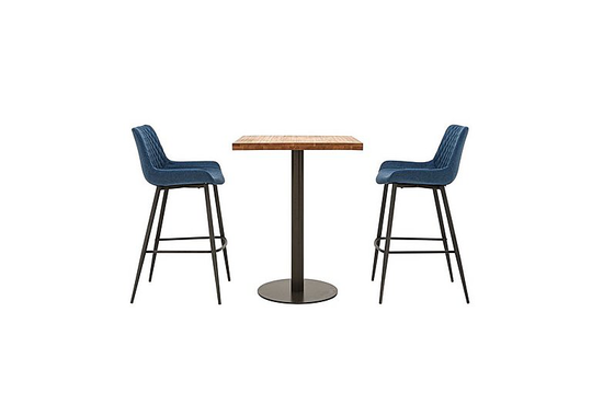 Earth Bar Table and 2 Rocket Bar Stools - Blue