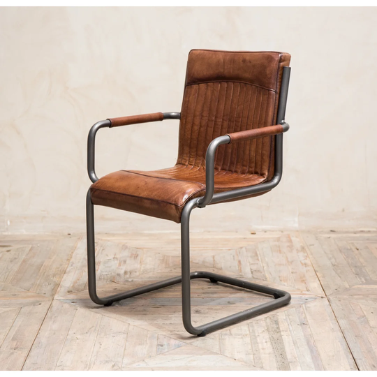 Ebeling Genuine Leather Upholstered Dining Chair