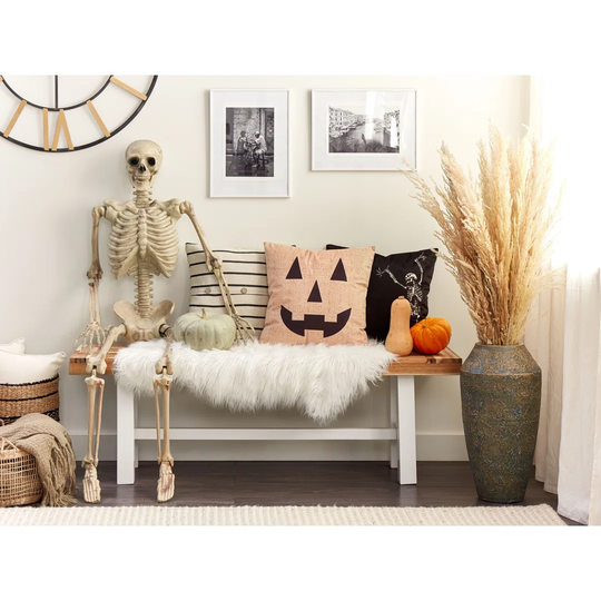 Sturgill Set Of 2 Velvet Cushions Skeleton Pattern 45 X 45 Cm Black Sturgill