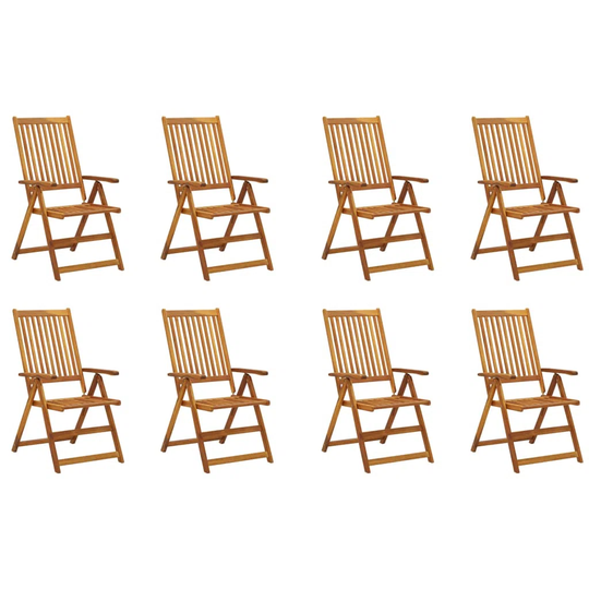 Garden Reclining Chairs 8 Pcs Grey Solid Acacia Wood