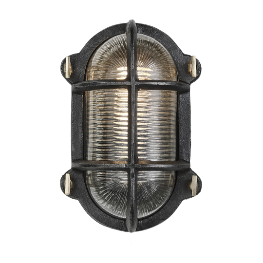 Back Wiring Ribbed Glass Outdoor Bulkhead Light