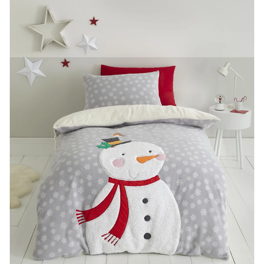Cosy Snowman Fleece Christmas Duvet Cover Set