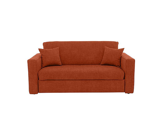 Versatile 2 Seater Fabric Sofa Bed with Box Arms - Orange