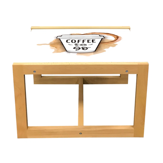 Coffee Coffee Table, Outline Take Away Cup On Spilled Drink Watercolor Splashes, Acrylic Glass Center Table With Wooden Frame For Offices Dorms Brown