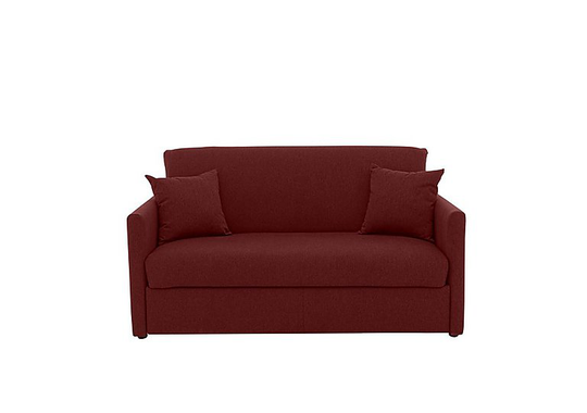 Versatile Small 2 Seater Fabric Sofa Bed with Slim Arms - Red
