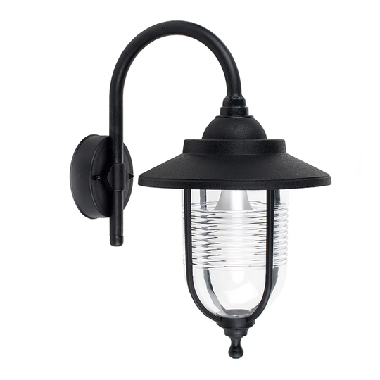 Fulgham Black 23Cm H Glass Outdoor Fisherman Light