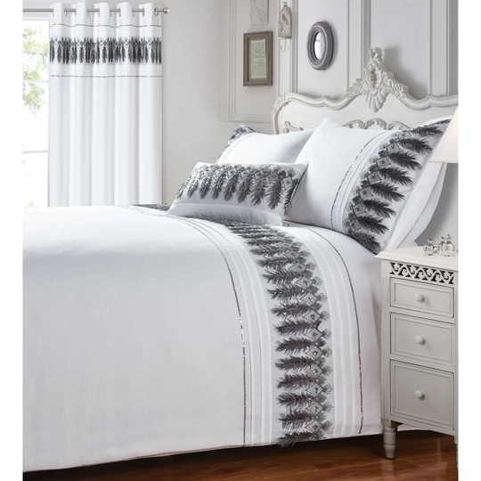 Amoban White/Grey 132 TC Duvet Cover Set