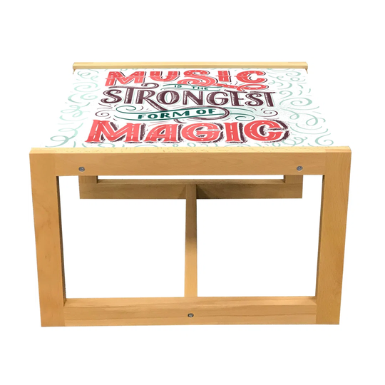 Rock And Roll Coffee Table, Music Is The Strongest Form Of Magic Retro, Acrylic Glass Center Table With Wooden Frame For Offices Dorms White Multicolo