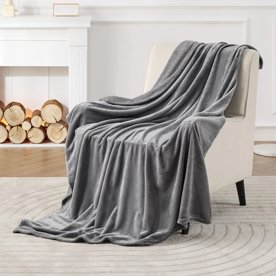 Fleece Blanket Sofa Throw - Versatile Blanket Fluffy Soft Throw For Bed And Couch Travel / Single, Silver Grey, 130X150cm