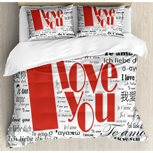 Comanche White/Black/Red Microfiber 350 TC Modern & Contemporary Duvet Cover Set