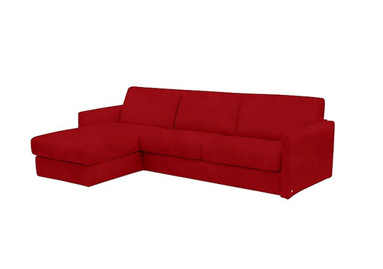 Nicoletti - Alcova 3 Seater Fabric Sofa Bed with Storage Chaise with Slim Arms - Red