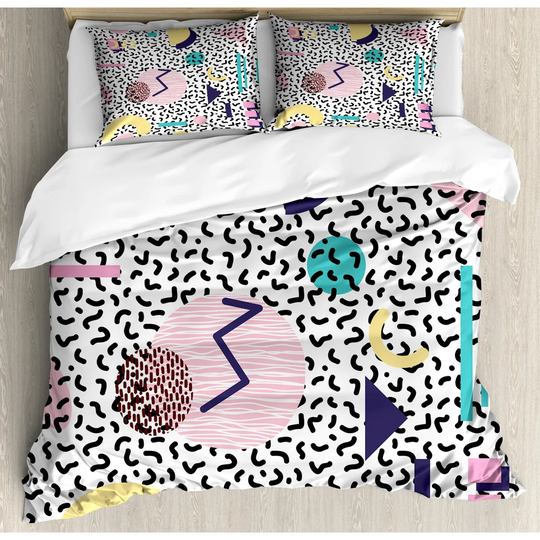 Joleen Navy/Yellow/Pink Microfibre 350 TC Duvet Cover Set