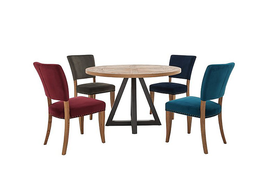 Globe Table and 4 Velvet Chairs Set