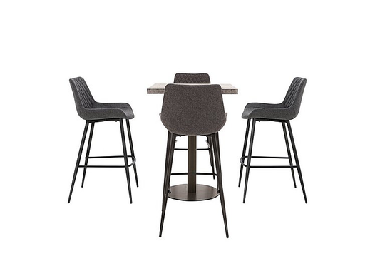 Moon Bar Table and 4 Rocket Bar Stools - Grey