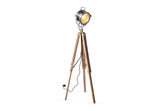Culinary Concepts - Spotlight Floor Lamp with Two Tone Natural Wood Tripod - Brown