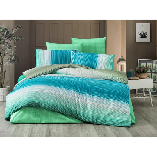 Nevin Green/Blue/White 127 TC Modern & Contemporary Duvet Cover Set