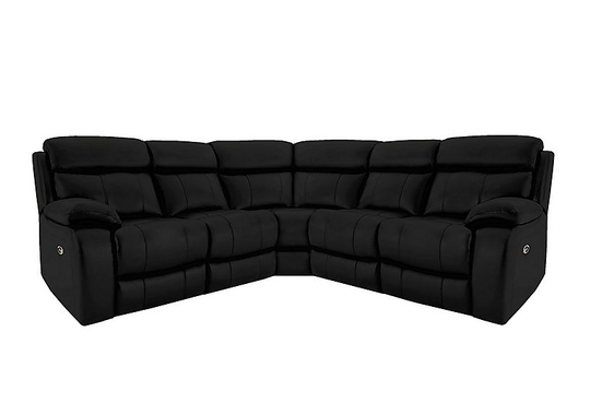 Moreno SD Leather Manual Recliner Corner Sofa - Black