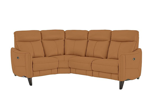 Compact Collection Petit Leather Power Recliner Corner Sofa - Yellow- World of Leather