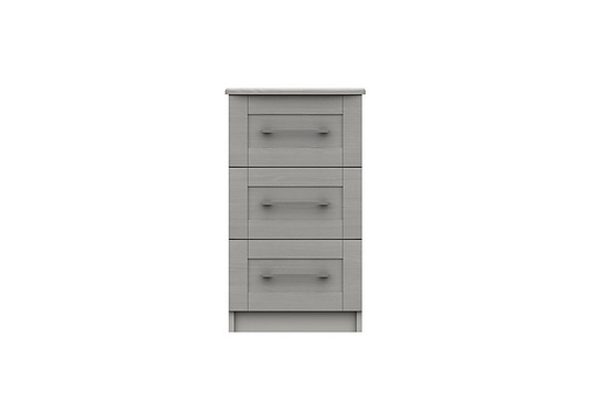London Bedrooms - Fenchurch 3 Drawer Bedside Chest - Grey